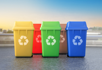 Images of recycling waste disposal containers